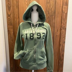 A&F hooded zip up the front hoodie with front patch pockets.